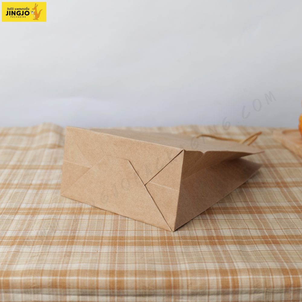 ถุงกระดาษ ถุงกระดาษคราฟท์ ถุงกระดาษหูหิ้ว สีน้ำตาล ขนาด 15x21.5 +8 ซม.